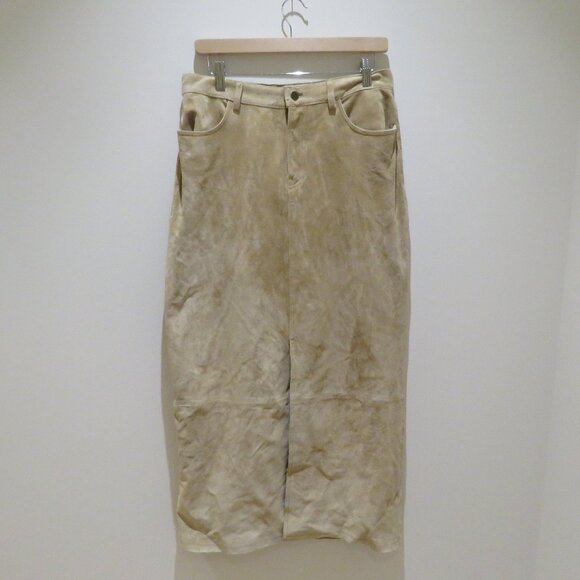 VINTAGE EDDIE BAUER Seattle Suede Washable Leather Midi Skirt Sz 10 Boho Granola - Picture 2 of 14